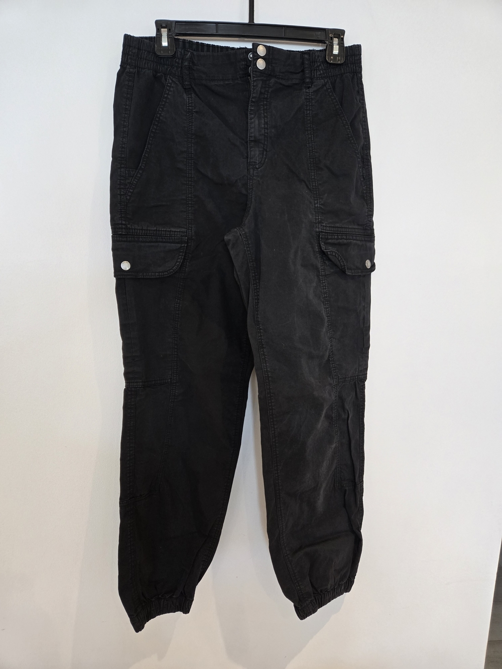 Garage Black Cargo Joggers with Snap Flap Pockets